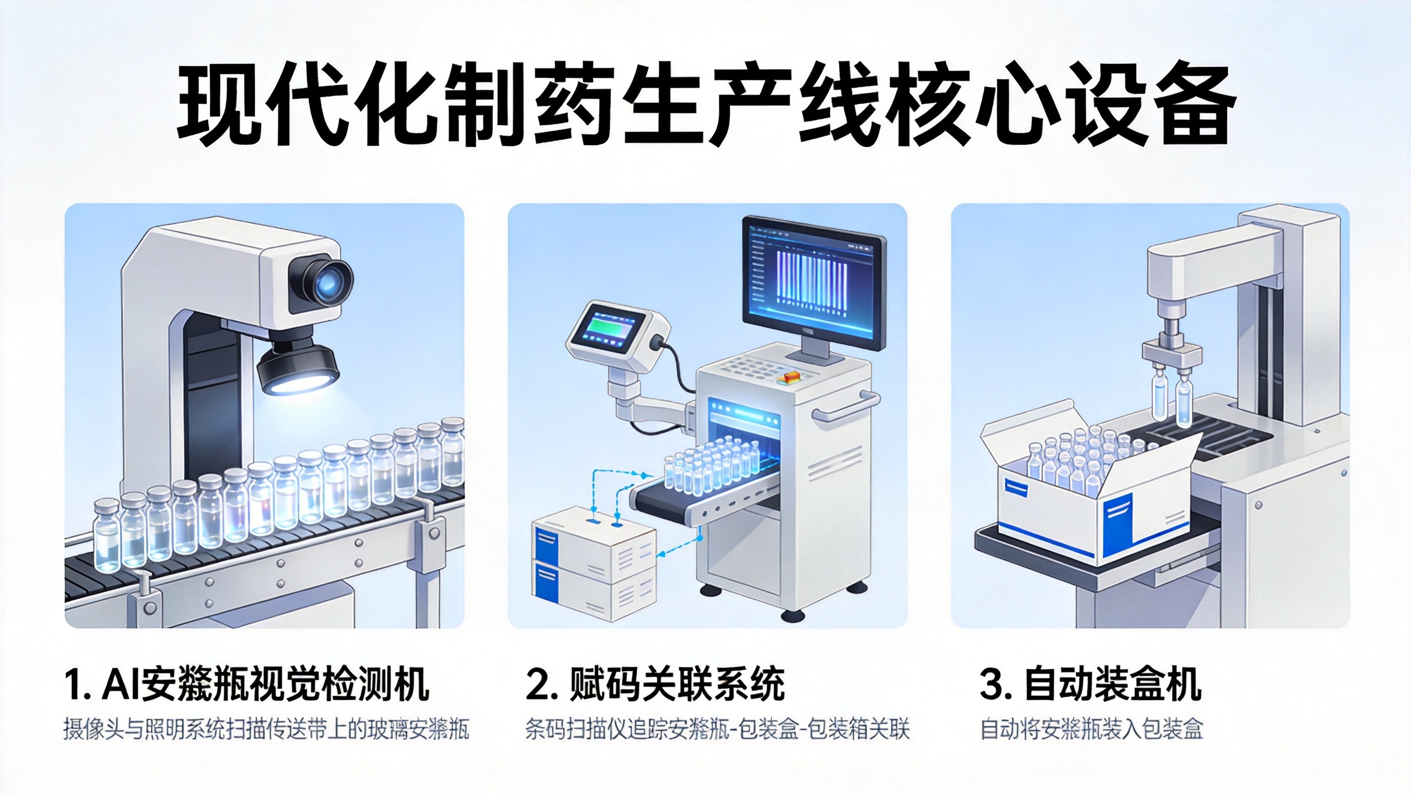 兽药产线设备 西林瓶视觉检测机 采集关联机 自动装盒机